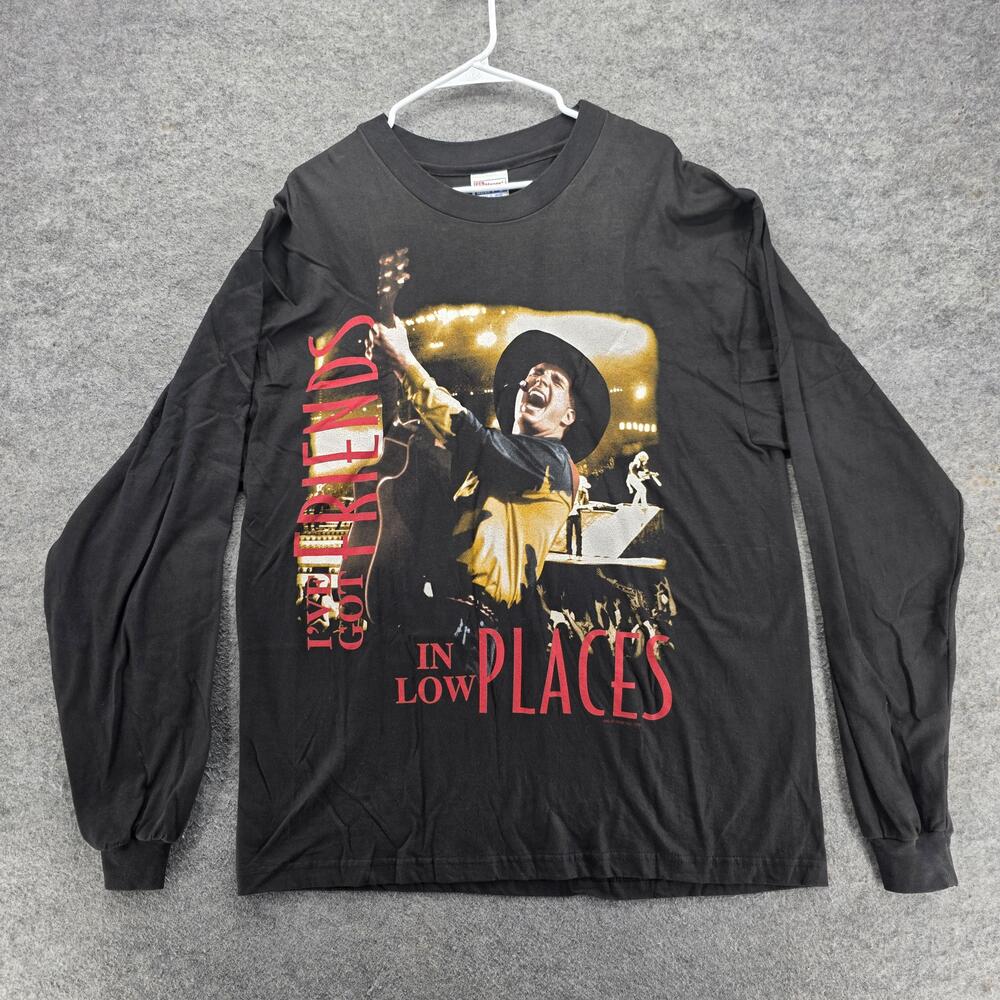Vintage 1996 Garth Brooks Hanes Shirt Mens XL Black Long Sleeve Crewneck Beefy-T